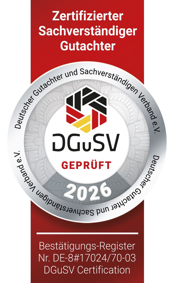 DGuSV Siegel: Zertifizierter Sachverständiger Gutachter, geprüft 2026